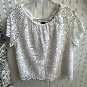 COPY Talbots beautiful white dressy top 2X Lined - elasticized neckline !